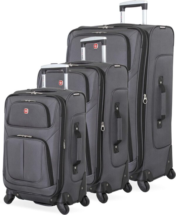 SwissGear Sion Softside Expandable Luggage, Dark Grey, 3-Piece Set (21/25/29) - Image 2