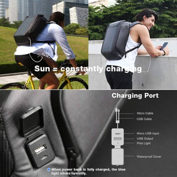 Kingsons Beam Backpack - The Most Advanced Solar Power Backpack - Waterproof, Anti-Theft Laptop Bag - Image 6