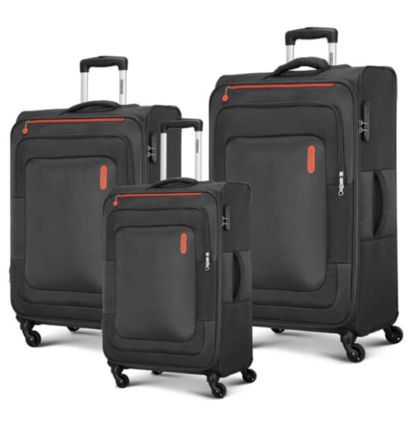 American Tourister Duncan Set of 3, Soft Luggage Trolley Bags With TSA Lock, 55+68+81cm, Black - Image 2