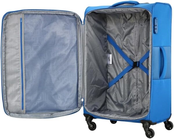 American Tourister Duncan Set of 3, Soft Luggage Trolley Bags With TSA Lock, 55+68+81cm, Blue - Image 3