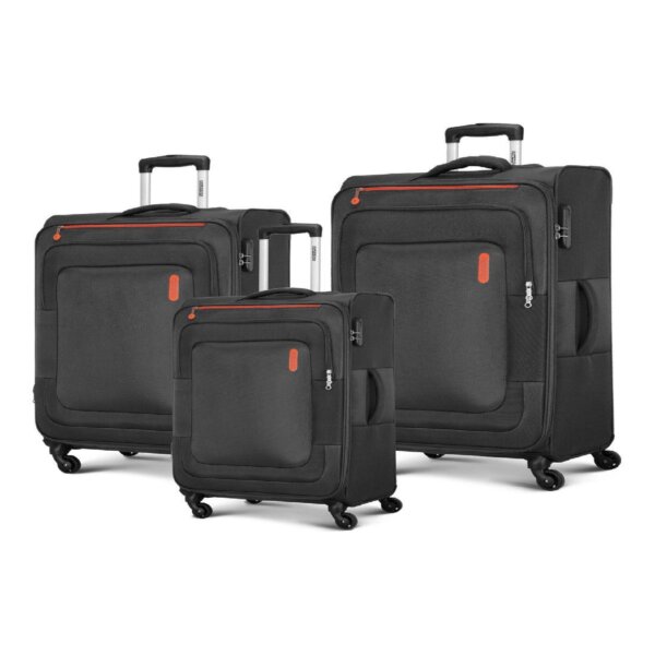 American Tourister Duncan Set of 3, Soft Luggage Trolley Bags With TSA Lock, 55+68+81cm, Black - Image 7